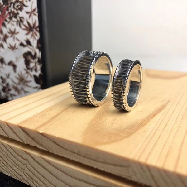 Meilleure vente bague en argent Sterling de haute qualité lettre spéciale personnalité bague rétro Hip Hop Couple bague mode bijoux approvisionnement