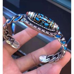 Bracelet de best-seller vintage incrusté turquoise ciel perles de six mots Bracelet de transfert de mots pour hommes et femmes