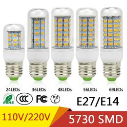 E27 E14 24W SMD5730 LED Lampe 7W 12W 15W 18W 220V 110V maïs Ampoules LED Ampoules Lustre 36 48 56 69 72 LED