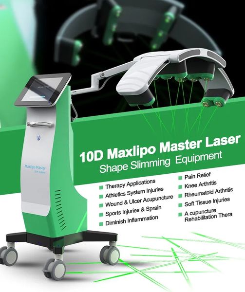 Mejor venta 10D MAXlipo Master LIPO láser pérdida de peso Máquina de adelgazamiento sin dolor para moldear el cuerpo Luces verdes Dispositivo láser frío Eliminación de celulitis Equipo de belleza