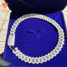 Meilleure vente 15mm 18mm 20mm chaîne cubaine collier bijoux d Vvs1 Moissanite diamant Hip Hop lien cubain chaîne collier
