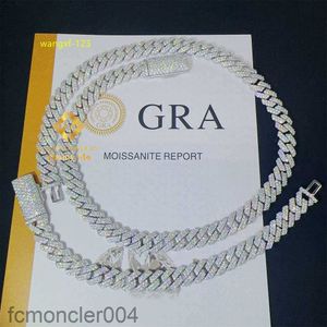 Best verkopen van 8 mm twee rijen ijsje uit man hiphop sieraden GRA certificaten passeren diamant tester vvs1 moissanite cuban link chain Men 6aoq