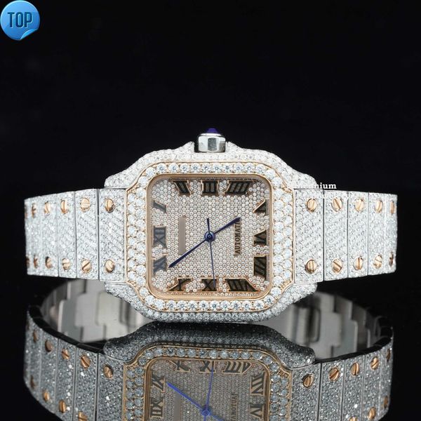 Meilleure vente marque glacée Moissanite montre Hip Hop buste vers le bas montre pour les femmes montre automatique au prix de gros