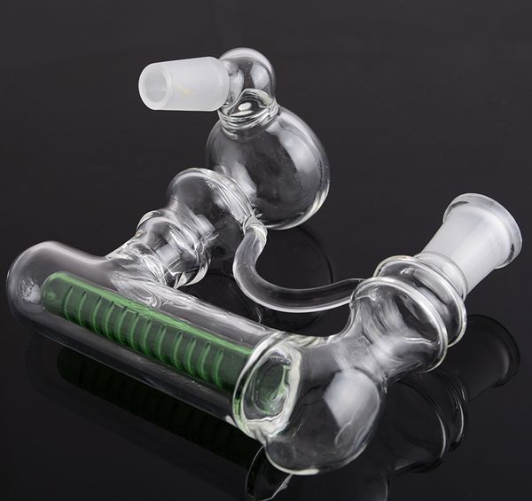 Green Angled Joint Lacunaris Inline Ashcatcher Hookahs en 14 mm o 18 mm para bongs de vidrio Fumar burbujeador Ash Catcher