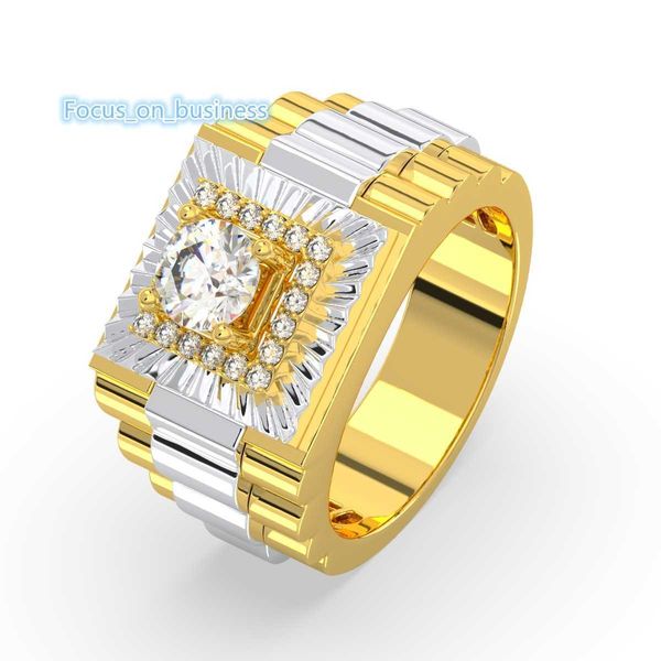 Anneau d'hommes personnalisés le plus vendu Luxury Real Gold Zircon Moissanite Mens Anneau Gold Ring pour hommes