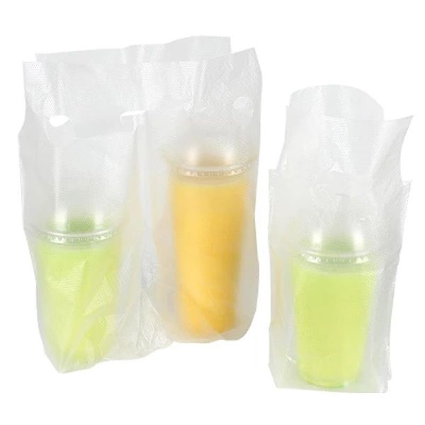 Superventas, cafetería desechable, centro comercial, jugo, embalaje para llevar, bolsa de plástico de una sola taza, leche de grado alimenticio de 28 cm