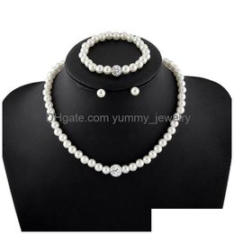 Meilleure vente élégante perle sauvage créateur de mode ensemble de bijoux femmes collier Bracelet boucles d'oreilles mariée livraison directe Dhaiv