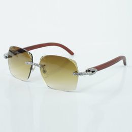 Best-seller style exquis 3524018 micro coupe sans fin lentille de diamant lunettes de soleil naturel original jambes en bois lunettes taille 18-135 mm