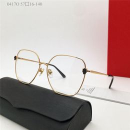 Gafas más vendidas marco de forma de ojo de gato de 18 quilates de 18 quilates de dorado Men y mujeres Estilo de negocios Gafas versátiles de calidad 0417o