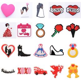 Best verkochte vriend Wedding Love Rose Croc Charms Girl Shoe Buckle Decoration Accessories voor Croc Party Gifts