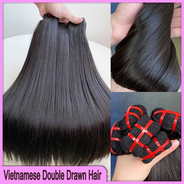 Best vendeur 12a Double Drawn VietNames Extensions de cheveux 100% Human Hair Waft Peruvien Indien Brésilien Hair Silky Straitement 3 Poules