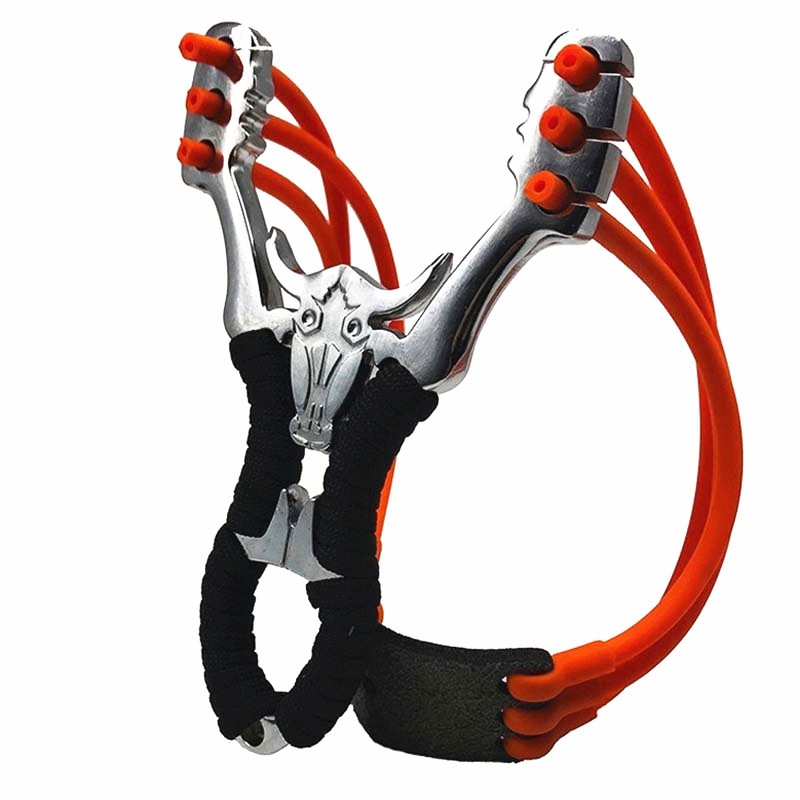 Best Selling Hoge Kwaliteit Outdoor Hunting Shooting Alloy Slingshot Krachtige Ejection and Rubber Band Adult Sling Sling Shooting Game
