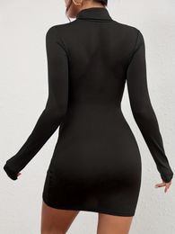 Best verkochte hoogwaardige slanke Turtleneck bodycon-jurk-Ultieme elegantie en verfijning