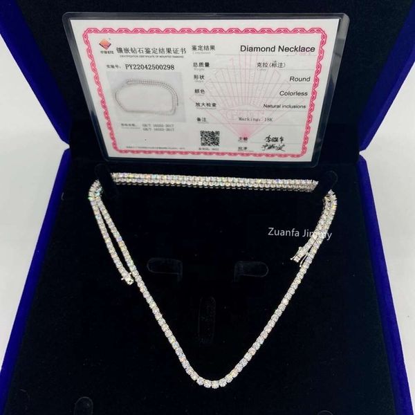 Meilleure vente Hip Hop bijoux glacés 3Mm en or massif véritable VVS diamant chaîne de Tennis collier