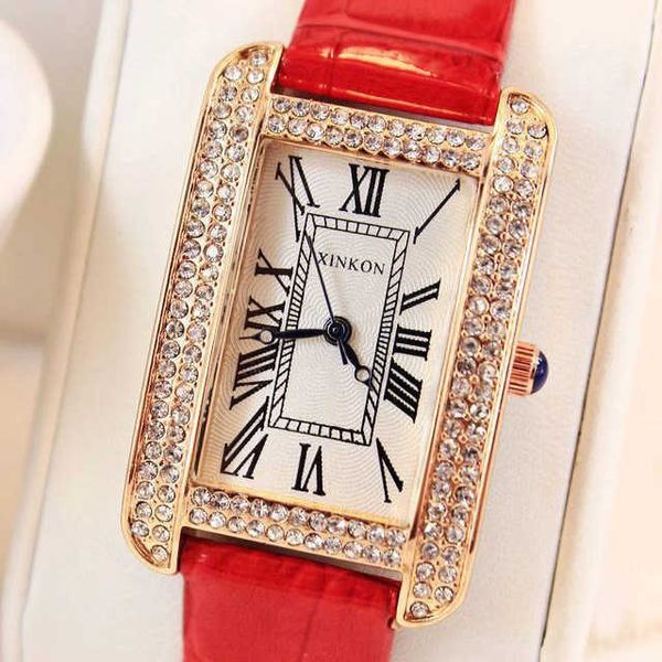 Reloj con correa para mujer con incrustaciones de diamantes cuadrados para mujer de la marca Kajia más vendido