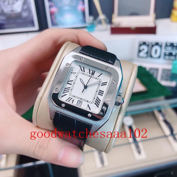 Relojes para hombre más vendidos, nueva versión, esfera blanca, mecánico automático, correa de cuero transparente, bandas, reloj de pulsera para hombre a la moda