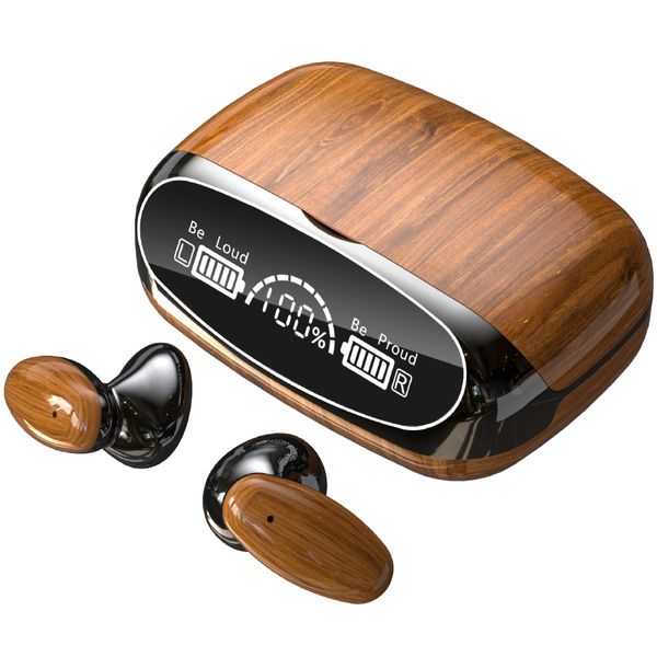 Écouteurs à grains en bois de nouveau design M35 BT 5.2 Audifonos 1200mAh Case de charge Hifi stéréo AI ANNULLAGE CASSET
