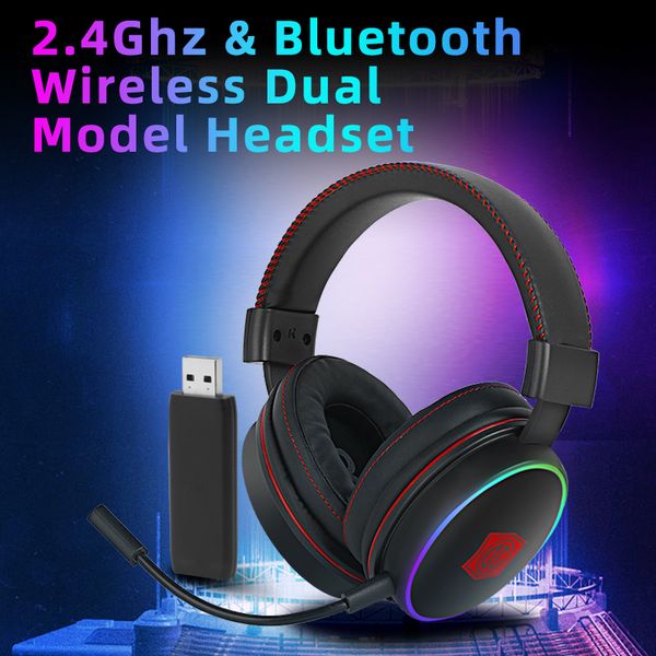 2022 RGB Color Disco Noise Cancelling Casque de jeu Bluetooth 5.0 Casque sans fil 2.4G avec micro pour PS4 PS5 XBOX SWITCH GW300