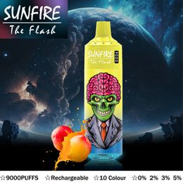 Best verkopende originele Sunfire Litouwen Zwitserland OEM Tornado 9000Puff Disposable Vapes Pod Vapor 9K Puff 0%2%3%5%Wegwerp V A P E 6 RGB Licht E Sigaret