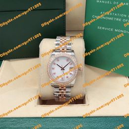 Best verkopende kwaliteit dameshorloge Azië 2813 automatisch horloge 278381 31 mm witte wijzerplaat diamanten ring 18k roségoud 316 roestvrij stalen band vouwsluiting modehorloge