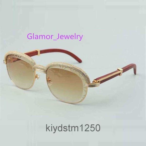Las más vendidas gafas de sol con lentes de corte de madera natural de alta calidad Diamantes de gama alta Marco de cejas 1116728-a Tamaño 60-18-135 mm 6UYL