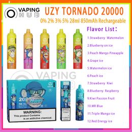 Tornado Uzy 20000 à la meilleure vendeuse Cigarettes E. Cigarettes 28 ml POD PREFILET 850mAh Batterie rechargeable 0% 2% 3% 5% Force 12 saveurs 20k Puffes Vape Pen