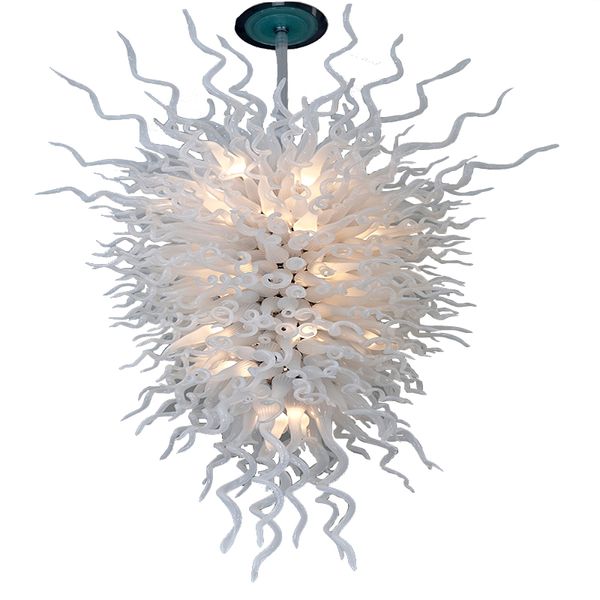 Lampes Villa Pendentif Lumières Contemporain Blanc Art Déco Lustres En Cristal Éclairage Verre Soufflé À La Main Grand Lustre