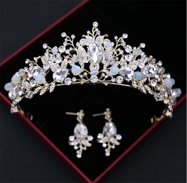 Meilleure vente Vintage Euramerican Queen mariage couronne diadèmes cristal strass argent bandeaux bandeau casque accessoires de mariée bal