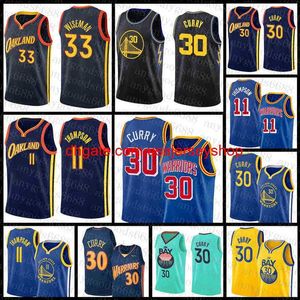 Meilleur maillot de basket-ball d'État 33 Stephen Curry Klay Thompson 2021 2022 Nouveau 30 11 James Wiseman Rose