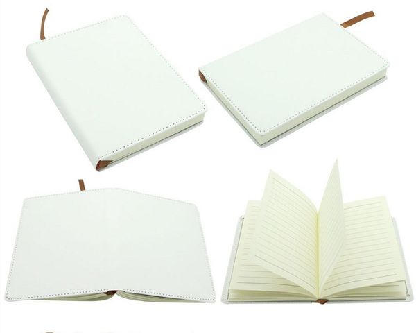 Meilleur! Sublimation Blanks Notepads A4 A5 A6 Journal blanc Notebooks Couverture en cuir PU Couvercle de chaleur Chantiers de transfert de chaleur avec du papier intérieur Ruban adhésif DIY Personnalisé logo