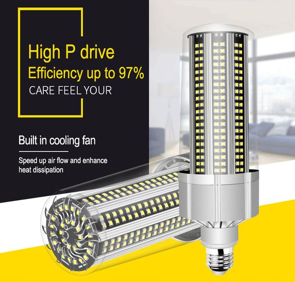 La mejor bombilla LED superbrillante E27 de maíz, lámpara LED de 80W-200W, 110V, 220V, IC inteligente E39 E40, gran potencia para iluminación de almacén y patio de juegos al aire libre