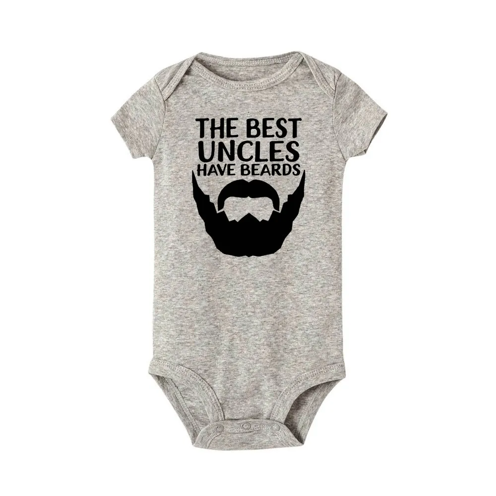 Best Uncles Have Beards Print Funny Baby Clothes Short Sleeve Newborn Bodysuits Boy Girl Toddler Cute Romper Infant Shower Gifts