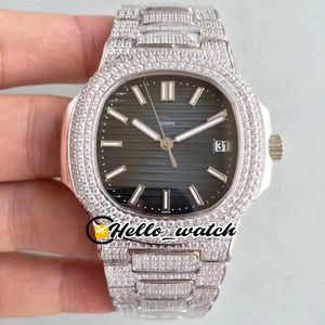 Beste versie MKF 5719 / 10G-010 Diamond Bezel D-Blue Textured Dial Miyota 9015 Modify 324CS Automatic Mens Watch Diamonds Armband Topkwaliteit