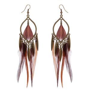 Mejores mujeres Feather Pendientes largos Personalidad Exageración Accesorios de adornos Costo Costo Barato Piercing Piercing Encantos