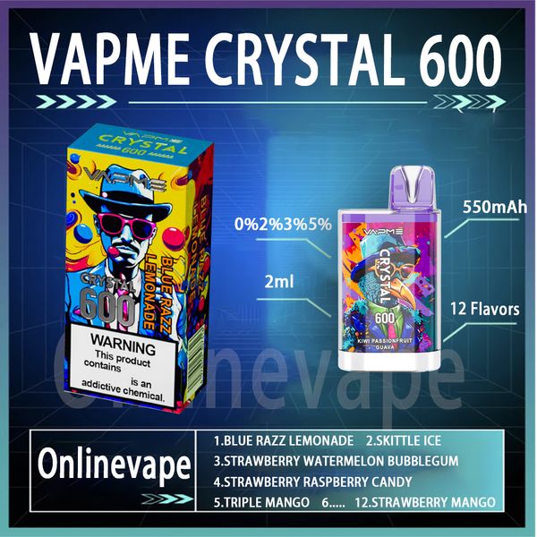 VAPME CRISTAL 600 PUSSIONS VAPES VAPES VAPE VAPE DE VACHABLE E VAPERS DE CIGRACHAGES DESCI