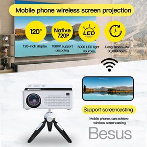 Besus J12C Mate Mini Projecteur 5000 Lumens Portable Native 720p et 24g WiFi Prise en charge 1080p avec Stick SmartphonehdusBav 240419