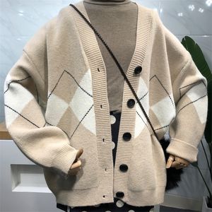 Bethquenoy Sweter Casacos Femininos Inverno Argyle Cardigan Sweater Dames Winterkleding Vneck Sueters de Mujer Pull Femme W220817