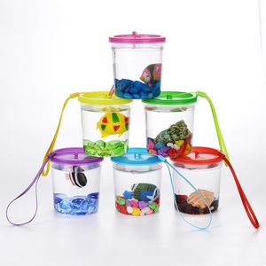 Betta tasses méduses poissons Mini petit plastique Transparent avec couvercle tasse aquarium
