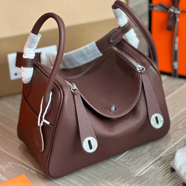 Mejor calidad Super Soft Cowskin 26 cm Lin Bag Diseñador de lujo Mujeres Bolsas de asas Bolso de cuero genuino Cross Body Fotos reales 240115