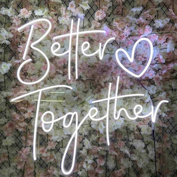 Better Together Heart Diseños de letreros de neón LED de moda como Bride to Be Regalos de fiesta de bodas para amantes Letreros de neón con forma de amor HKD230825