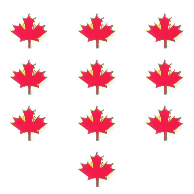 BetterCraft 100pcs Canada Canadian Country Brochs Red Maple Leaf Rapel Pins Glazuur gemaakt van metaal