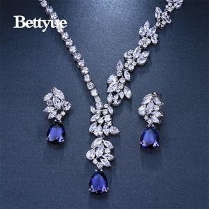 Bettyue Merk Mode-sieraden Sets AAA Veelkleurige Zirkoon Persoonlijkheid Asymmetrische Sieraden Sets Voor Vrouw Bruiloft Charm Gift 220726