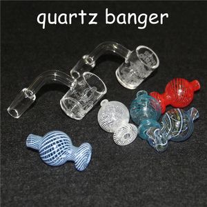 Bord biseauté Divers Quartz Banger + Verre Carb Cap avec 14mm mâle Épais banger Clou Domeless pour Dab Rig Bong