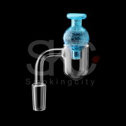 Afgeschuinde Rand Ronde Bodem Quartz Banger Rook met lichtgevende carb cap 10mm 14mm 18mm man vrouw Quartz Nagels Voor Glas Water Bongs Rig Pijpen