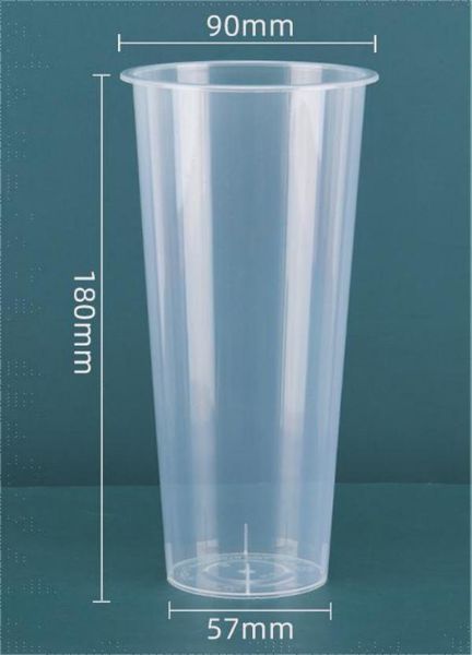 Bebida bebida fría vaso de plástico jugo de fruta taza de té de leche desechable comercial PP esmerilado transparente empaquetado