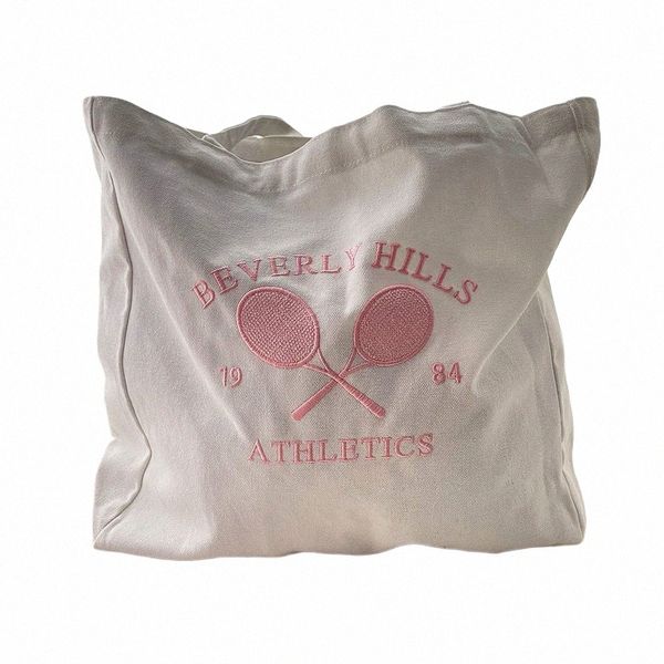 Beverly Hills 1984 Atletismo Tenis bordado FI Mujeres Mujeres Bag Shop Bag Vintage Style Aesthetic Handbag Bag E0yh#