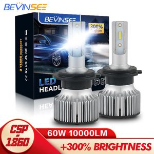 Bevinsee – phares de voiture H7 6000K H4 LED 9005 HB3 9006 HB4 12V, 10000LM 60W H11 H8 H9, ampoules antibrouillard F31C, 2 pièces