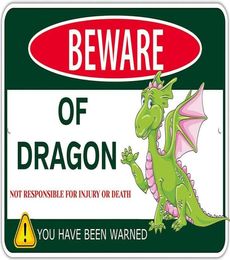 Méfiez-vous de Dragon Metal Tin Sign Funny Dragon Sign Gifts For Boys Room Decorkids Wall Dragon Tank Products Partal Baby8105879