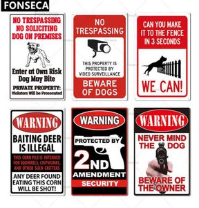 Méfiez-vous de la cour de décoration murale de garde d'avertissement pas d'intrusion pour chiens métalliques Signs4127922