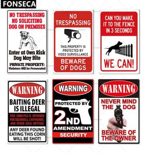 Méfiez-vous de la cour de décoration murale de garde d'avertissement sans intrusion pour chiens métalliques Signs1998821